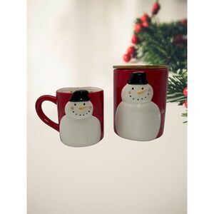 Magenta Snowman Mug and Canister Set